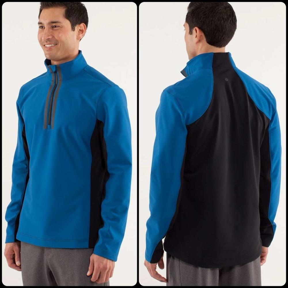 EUC Lululemon Unisex Limitless Blue/Black Chillstop 1/2 Zip Reflective Pullover